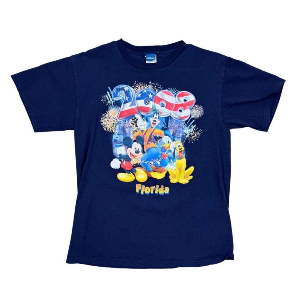 Vintage Disney World 2000 Graphic T-Shirt Mickey Goofy Donald Pluto Medium